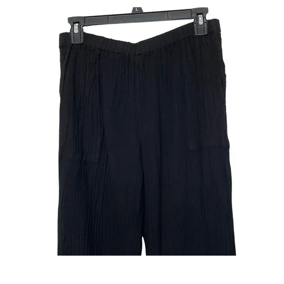 Women's Gauze Boho Wide leg flare Black Pants Sz XS - Picture 5 of 15